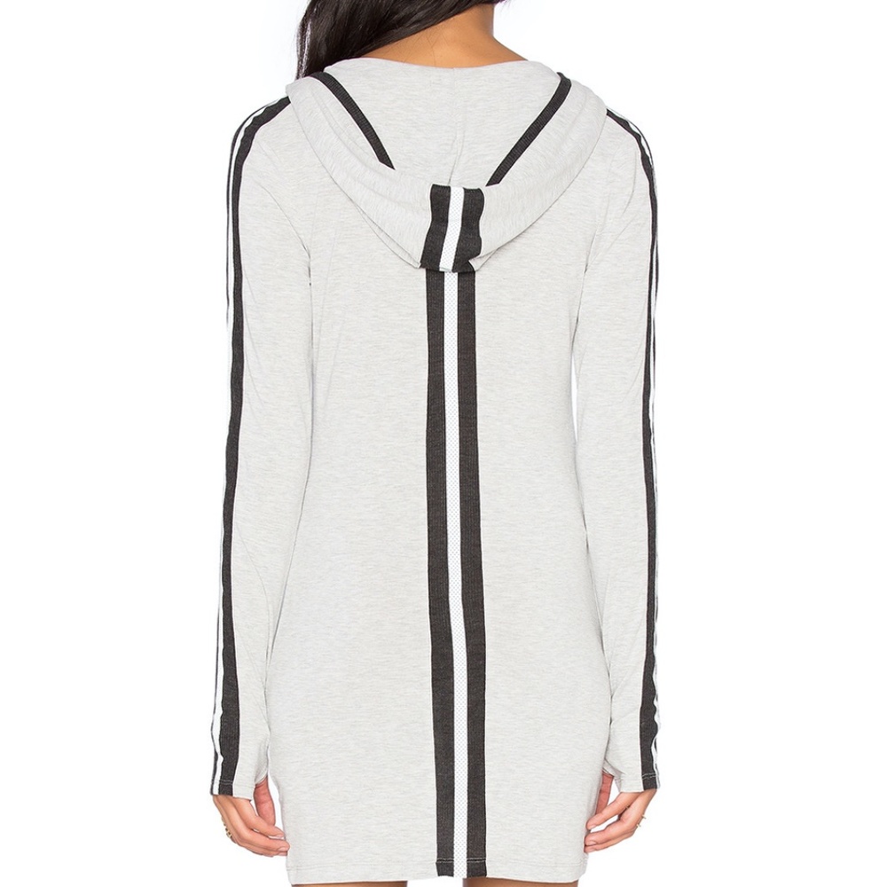 Blanc Noir Long Sleeve Hooded Racer Tunic in Grey